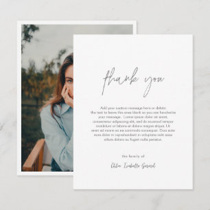 Minimalist Elegant Platinum Photo Modern Funeral Thank You Card