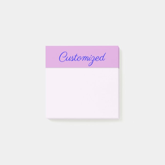 Minimalist, Elegant, Plum Background & Blue Name Post-it Notes (Front)