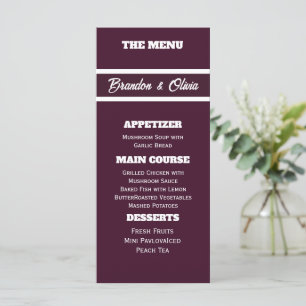minimalist Elegant Plum Purple and White Stripes Menu
