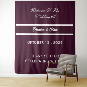 minimalist Elegant Plum Purple and White Stripes Tapestry