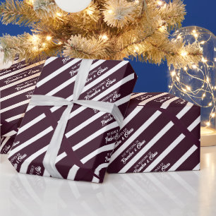 minimalist Elegant Plum Purple and White Stripes Wrapping Paper
