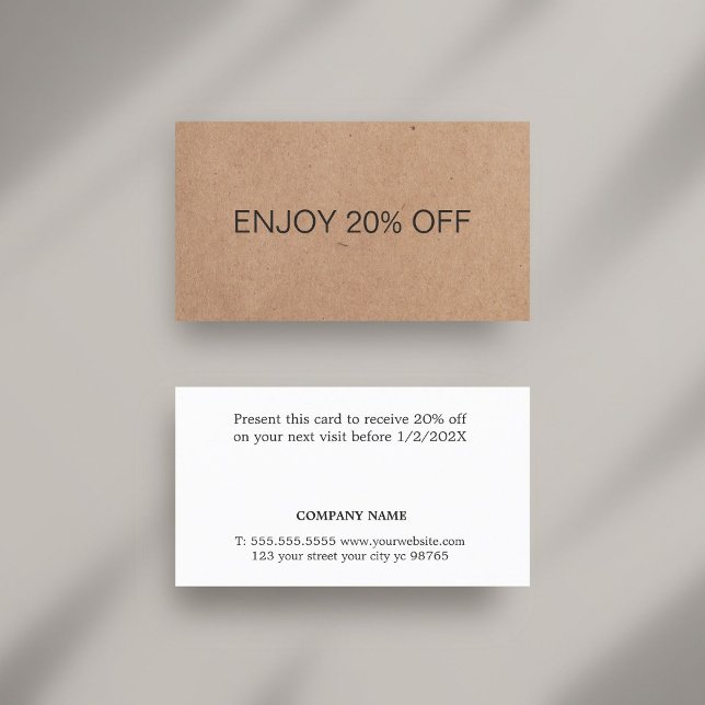 Minimalist Elegant Printed Kraft Coupon (Creator Uploaded)