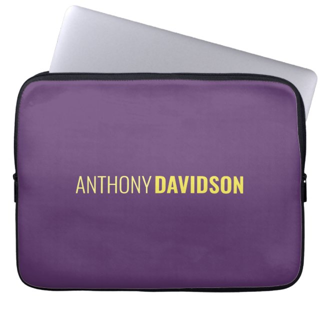 Minimalist Elegant Professional Indigo & Yellow Laptop Sleeve (Front)