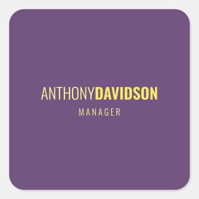 Minimalist Elegant Professional Indigo & Yellow Square Sticker (Front)