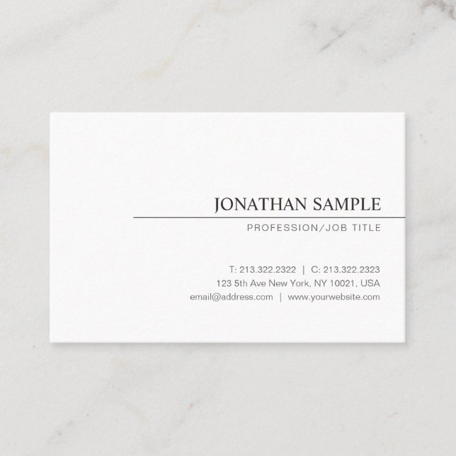 Minimalist Elegant Professional Modern Plain Business Card (Front)