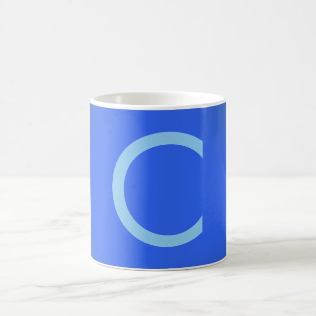 Minimalist Elegant Professional Monogrammed Blue Coffee Mug (Center)