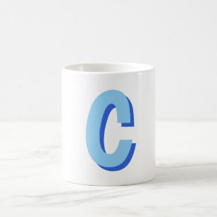 Minimalist Elegant Professional Monogrammed Blue Coffee Mug