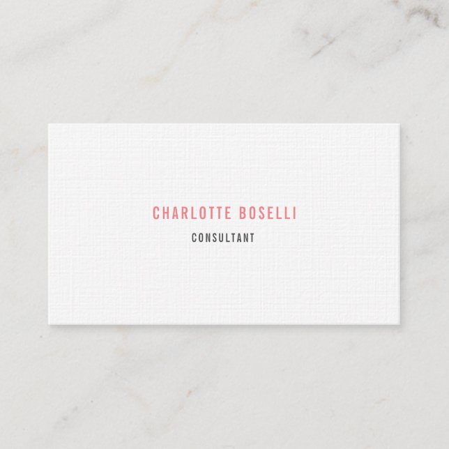 Minimalist Elegant Professional Premium Linen Business Card (Front)