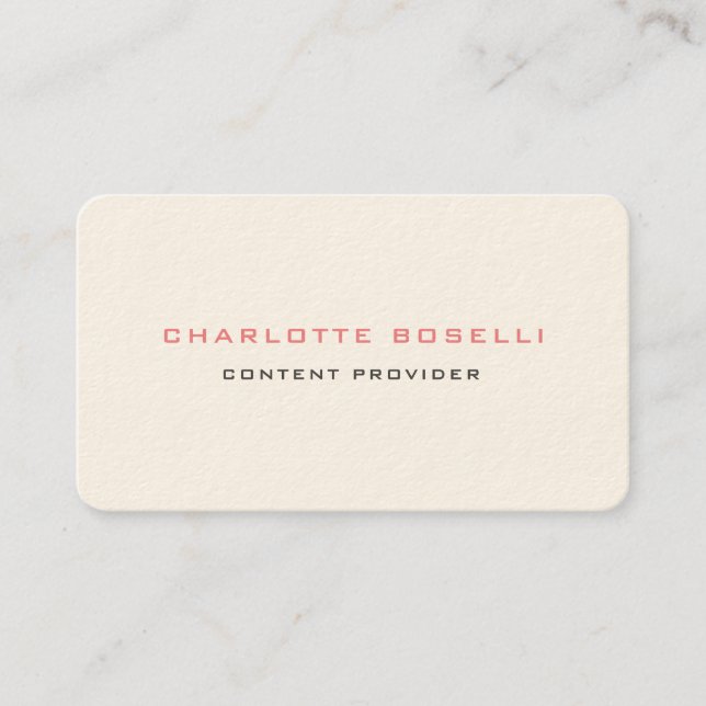 Minimalist Elegant Professional Signature Cream Business Card (Front)