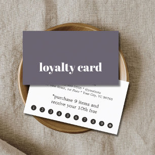Minimalist Elegant Purple White Shop  Loyalty Card