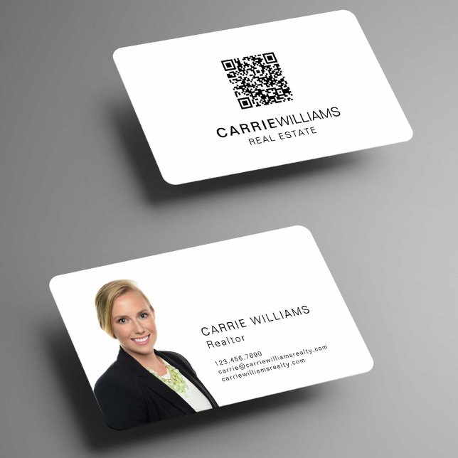 Minimalist Elegant Real Estate Realtor QR Code Business Card (Creator Uploaded)