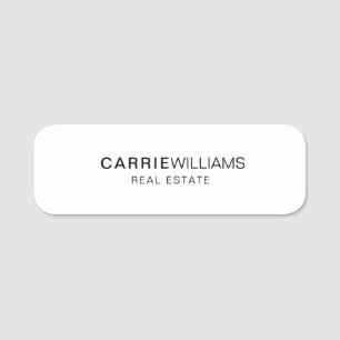 Minimalist Elegant Real Estate Realtor Simple Name Tag