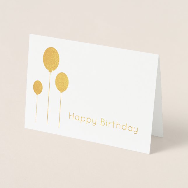 minimalist elegant real gold foil happy birthday card (Front)