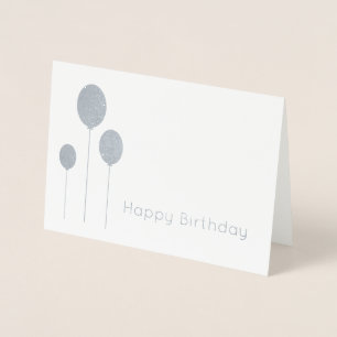 minimalist elegant real silver foil happy birthday foil card