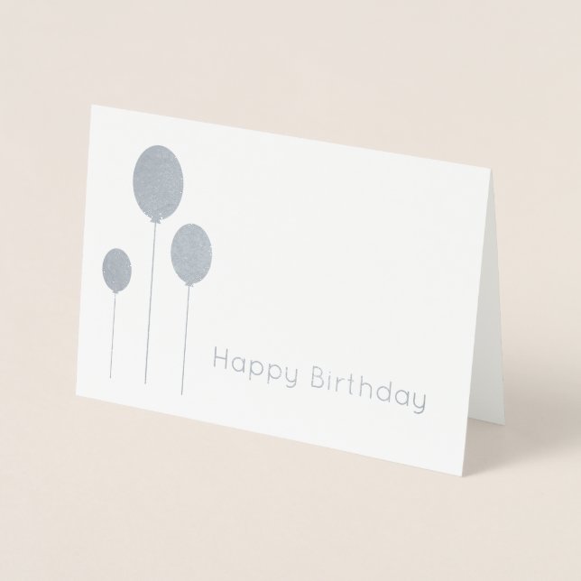 minimalist elegant real silver foil happy birthday foil card (Front)