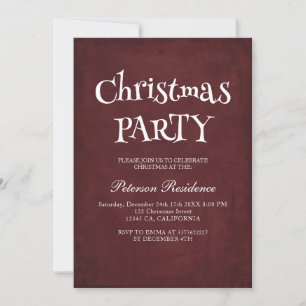 Minimalist Elegant Red Christmas Party Invitation