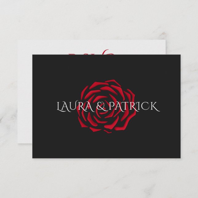 Minimalist Elegant Red Rose RSVP Card (Front/Back)