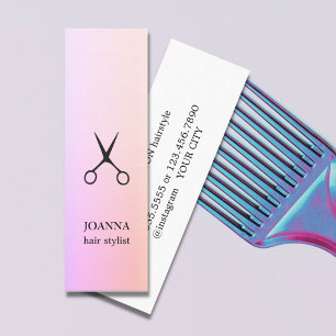 Minimalist Elegant Rose Black Scissors HairStylist Mini Business Card