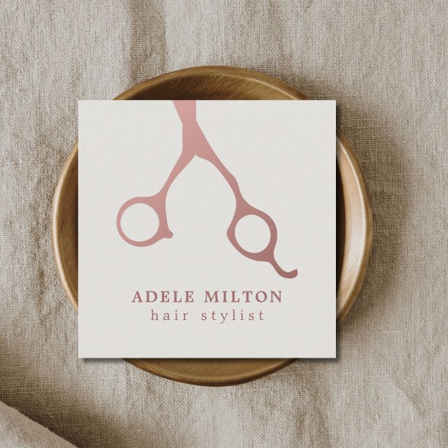 Minimalist Elegant Rose Gold Hair Stylist Square Business Card (Creator Uploaded)