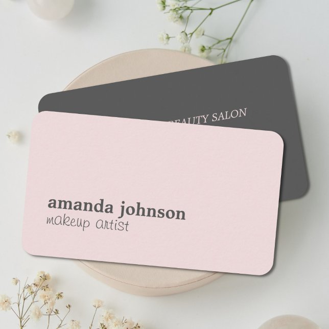 Minimalist Elegant Rose Ligh Grey Makeup Artist Business Card (Creator Uploaded)