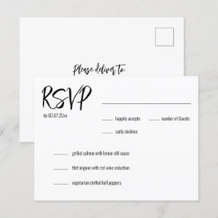 💍 Minimalist Elegant RSVP & menu choice Postcard