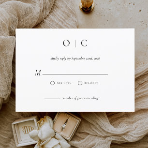 Minimalist Elegant RSVP Simple Black White Invitation