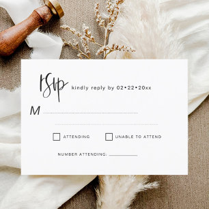 Minimalist Elegant RSVP Simple Black White Invitation