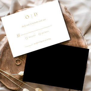 Minimalist Elegant RSVP Simple Gold White Invitation