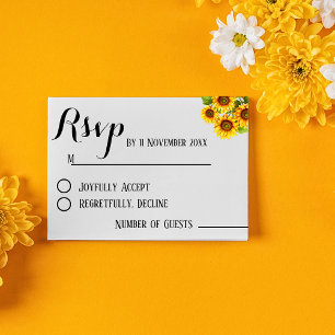 Minimalist Elegant rustic sunflower wedding Rsvp  Card