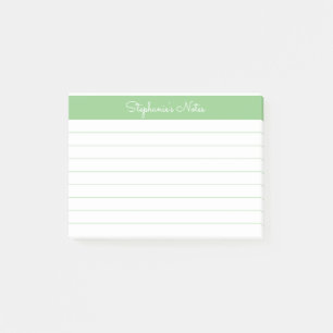 Minimalist Elegant Sage Green Lined Personalised Post-it Notes
