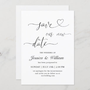 Minimalist Elegant Save our new Date Postponed Invitation
