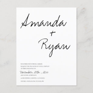 Minimalist Elegant Script Black & White Wedding Invitation