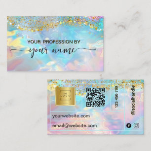 Minimalist Elegant script iridecent Opal Business Card