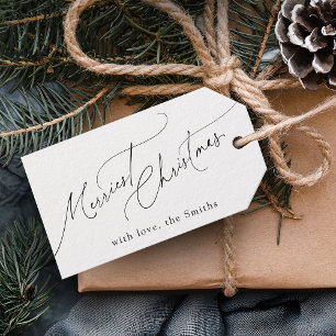 Minimalist Elegant Script Merriest Christmas Gift Tags