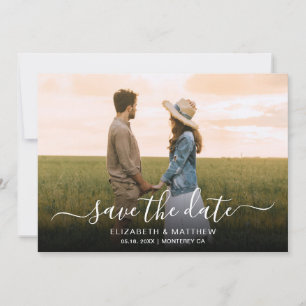 Minimalist Elegant Script One Photo Wedding Save The Date