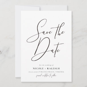 Minimalist Elegant Script Photo Save the Date  Invitation