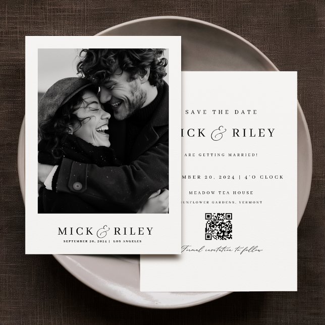 Minimalist Elegant Script Photo Save the Date Invitation (Creator Uploaded)