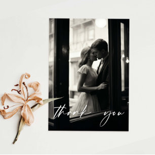 Minimalist Elegant Script Photo Thank you Card