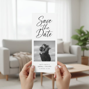 Minimalist Elegant Script Photo Wedding Bookmark Save The Date