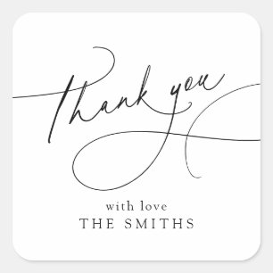 Minimalist Elegant Script Thank You favors Square Sticker