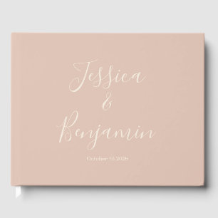 Minimalist Elegant Script Typography Neutral Blush Guest Book