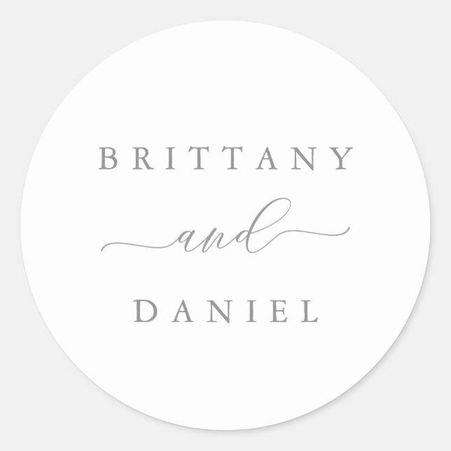 Minimalist Elegant Script Wedding Envelope Classic Round Sticker (Front)