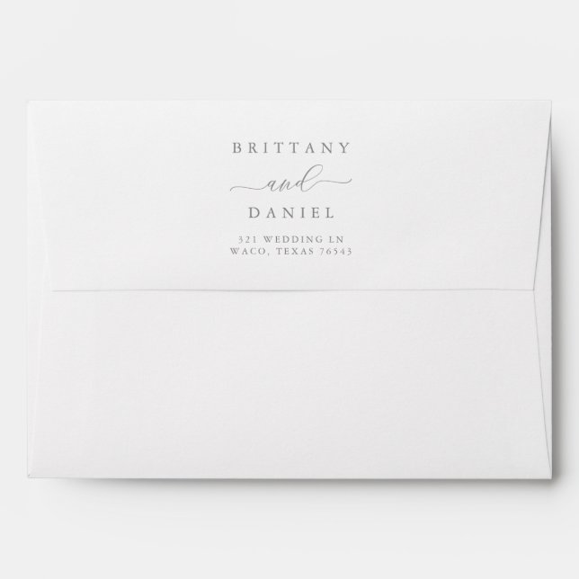 Minimalist Elegant Script Wedding Invitation Envelope (Back (Top Flap))