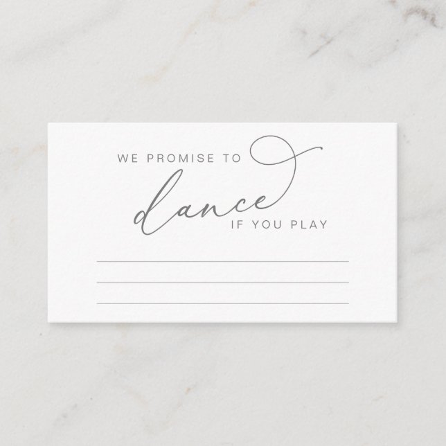 Minimalist Elegant Script Wedding Song Request Enclosure Card (Front)