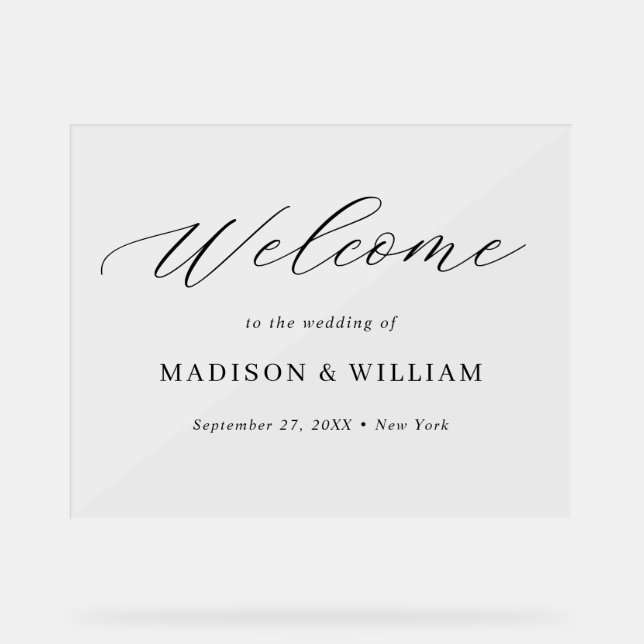 Minimalist Elegant Script Wedding Welcome Sign (Front)