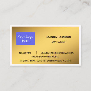 Minimalist Elegant Shiny Gold Logo Edge Consultant Business Card