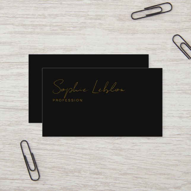 Minimalist Elegant Signature black Business Card (Front/Back In Situ)