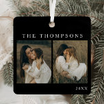 Minimalist Elegant Simple 4 Photo Black Christmas Metal Tree Decoration<br><div class="desc">Celebrate the season with timeless elegance using this Minimalist Elegant Simple 4-Photo Black Christmas Metal Ornament. Designed for those who value both style and sentiment, this ornament features a sleek black backdrop that beautifully frames four of your favourite photos, creating a personalised collage that captures precious memories. This custom multiple...</div>