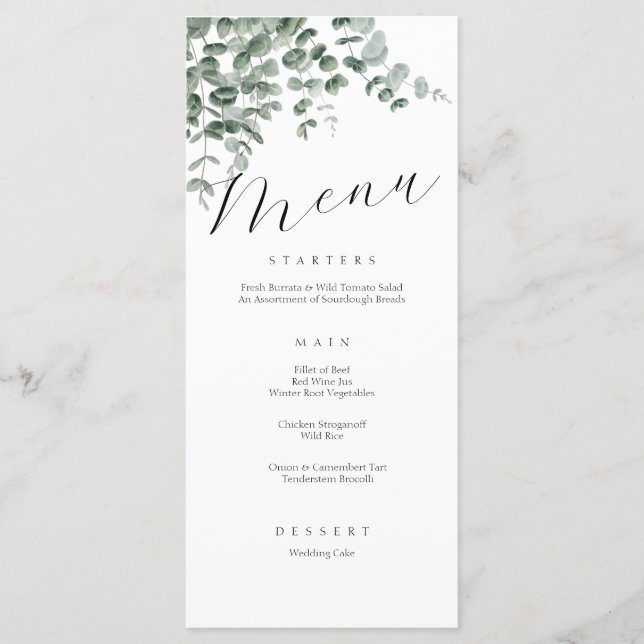Minimalist Elegant Simple Calligraphy Wedding Menu (Front)