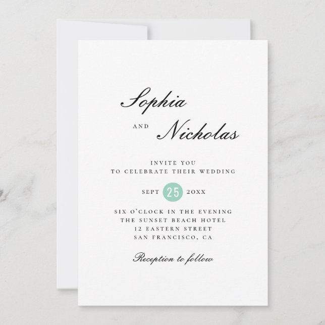 Minimalist elegant simple clean classic wedding invitation (Front)